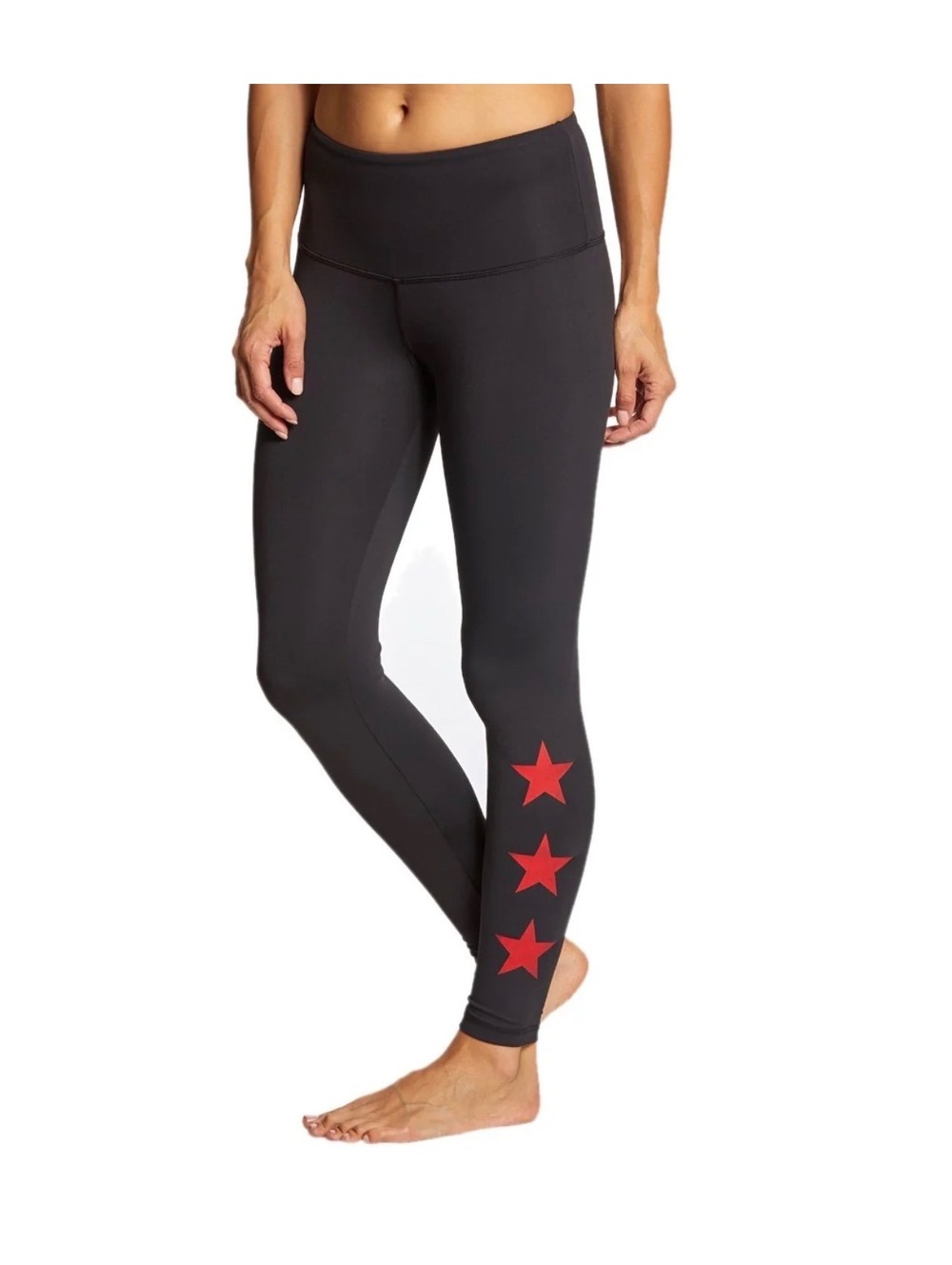 Strut-This The Star Yoga Leggings Black with Red Stars Size Small NWT